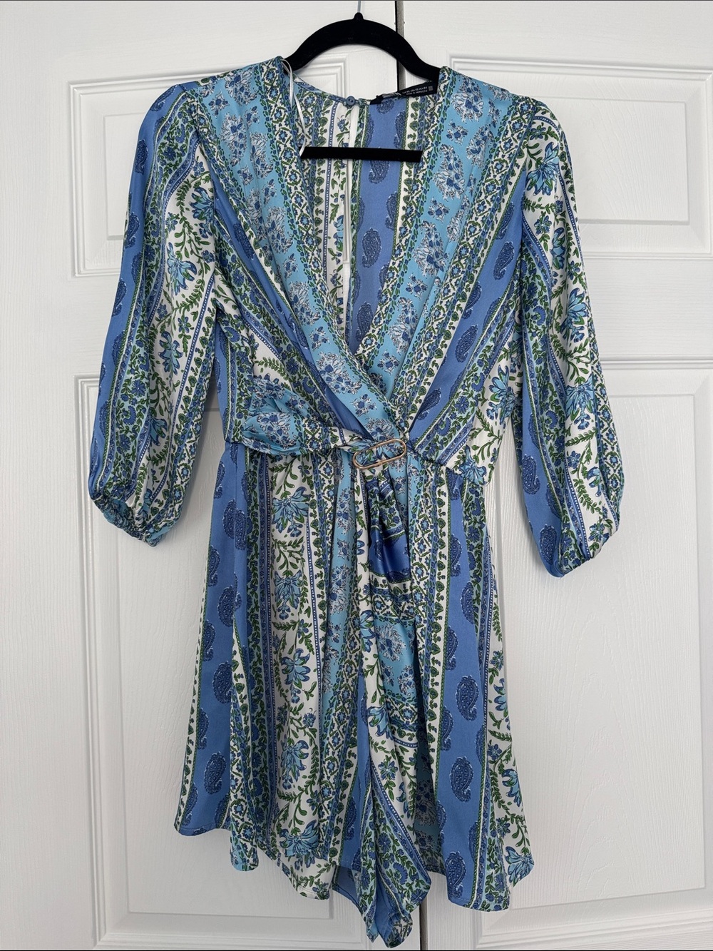 Zara Blue Paisley Wrap Romper